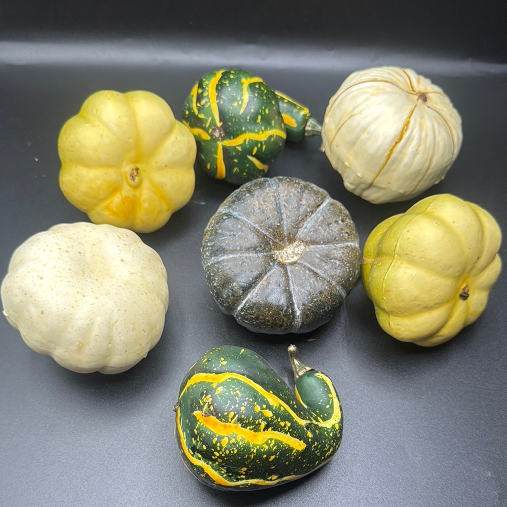 Artificial Mixed Decorative Gourd Set - Green, Yellow, and Cream - Picture 7 of 8